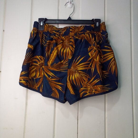 H & M Shorts Women S Mesh Liner Running Drawstring Tropical Blue Brown - Picture 9 of 14